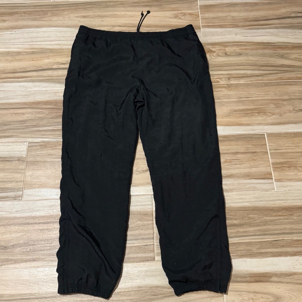 Vintage Reebok Black Nylon Track Pants Windbreaker XL Mens Baggy Joggers